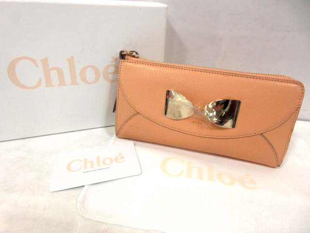 クロエ CHLOE TWISTED BOW ツイステッドボウ 長財布 L字ファスナー 