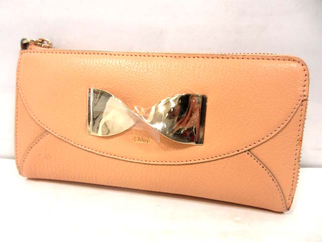 クロエ CHLOE TWISTED BOW ツイステッドボウ 長財布 L字ファスナー 