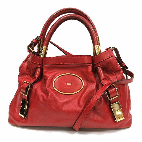 クロエ CHLOE ヴィクトリア 2way レザー ハンド ショルダー バッグ 赤 