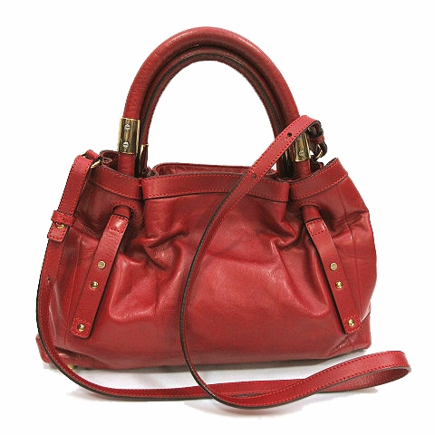 クロエ CHLOE ヴィクトリア 2way レザー ハンド ショルダー バッグ 赤 