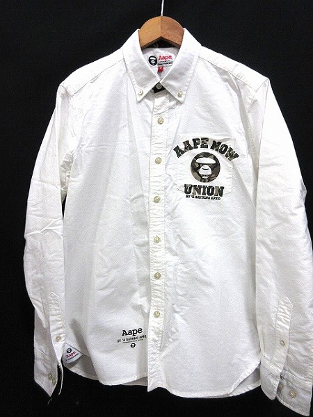 アベイシングエイプ A BATHING APE ボタンダウン シャツ 長袖 迷彩 M 