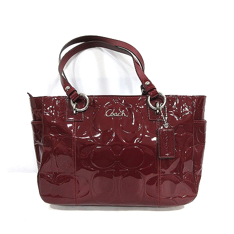 コーチ COACH ハンド バッグ エンボス パテント エナメル シグネチャー 
