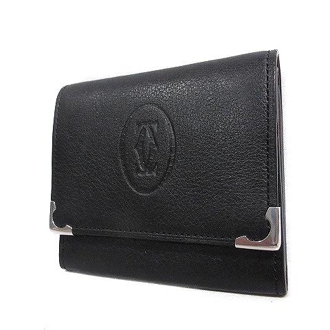 カルティエ Cartier L3000571 カボション コインパース コインケース 小銭入れ ロゴ入り レザー 黒 メンズ Cartier 財布 カルティエ L3000571 Must de Cartier Cabochon マスト