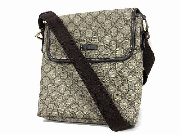 グッチ GUCCI ショルダーバッグ 斜めがけ GG柄 PVC 223666 ベージュ 茶 