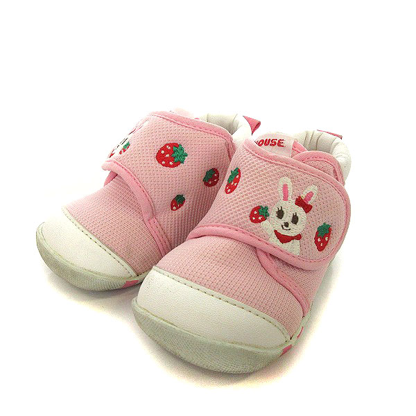 ミキハウス　ピンク マジックテープ スニーカー ミキハウス mikihouse 店シューズ スニーカー 刺繍 ベビー 女の子