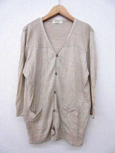 ウィゴー Wego Browny カーディガン ロング丈 七分袖 無地 ベージュ系 M 702 中古 011 ベクトルパーク