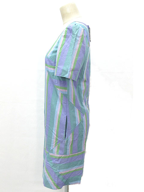 シーバイクロエ See By Chloe ワンピース ミニ 半袖 ストライプ柄 リボンチャーム ブルー系 38 春夏 794 C レディース 011 ベクトルパーク