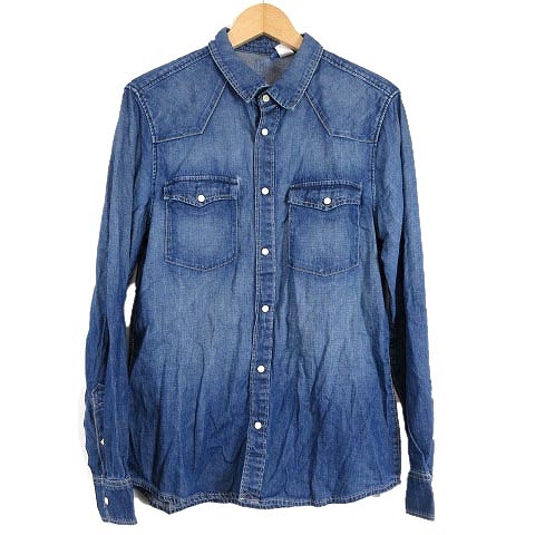 エイチ エム H M デニム ワークシャツ 長袖 カットソー S インディゴ