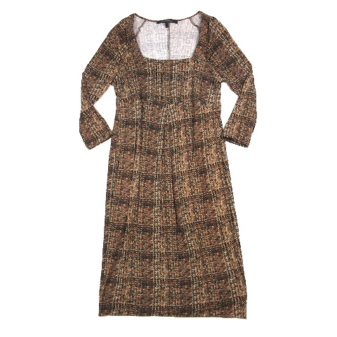 マックスマーラ ウィークエンドライン Max Mara Weekend Line 長袖 ワンピース ロング ストレッチ 総柄 M ブラウン 茶色 6 レディース 012 ベクトルパーク