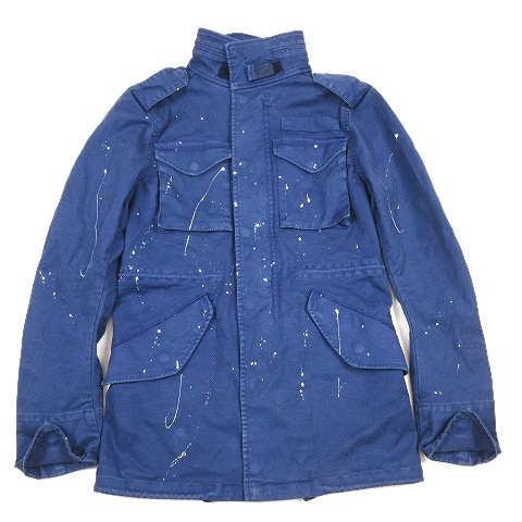 エーケーエム Akm 14ss M 65 ペンキ ペイント加工 ミリタリー ジャケット ブルゾン M ネイビー 紺 B034 メンズ 012 ベクトルパーク