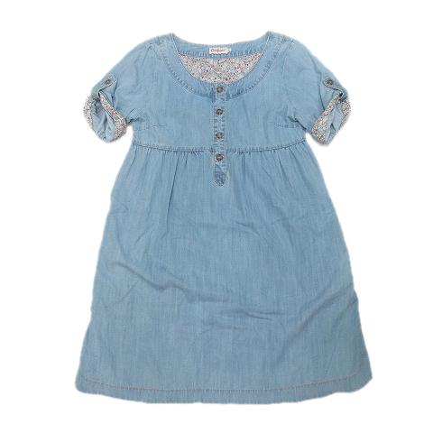 キャスキッドソン Cath Kidston デニムワンピース 花柄 五分袖 ひざ丈 M インディゴ 8 レディース 012 ベクトルパーク