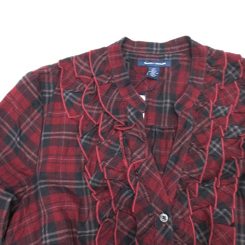 未使用品 トミーヒルフィガー Tommy Hilfiger シャツ ワンピース チェック フリル 長袖 S ワインレッド 1 9 レディース 012 ベクトルパーク