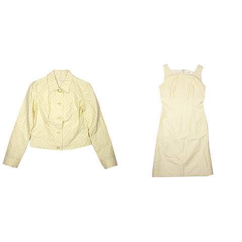 ロペ Rope セットアップ 総柄 ジャケット ショート丈 ノースリーブ ワンピース ハーフ 9at 黄色 15 10 レディース 012 ベクトルパーク