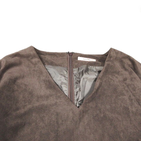 エルフォーブル Elforbr スエード調 ロング ワンピース プルオーバー カットソー 長袖 Vネック 無地 38 茶 ブラウン 3 10 レディース 012 ベクトルパーク