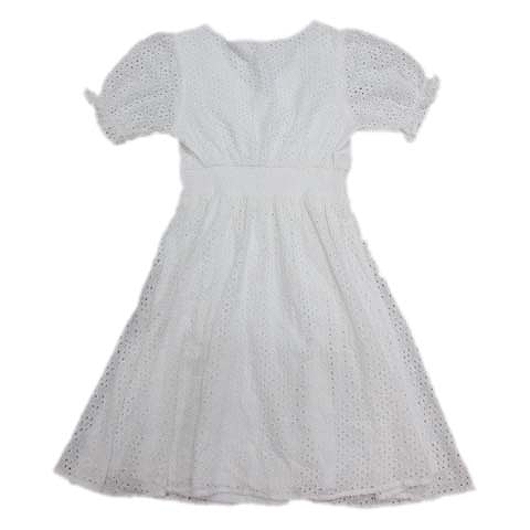 アルシーヴ Archives ワンピース カットソー 刺繍 レース 膝丈 ハーフ パフスリーブ F 白 ホワイト 11 レディース 012 ベクトルパーク