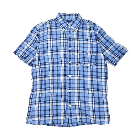 23区 オンワード樫山 ボタンダウン チェック シャツ 半袖 カットソー 46 青 ブルー マルチカラー 2 レディース 012 ベクトルパーク
