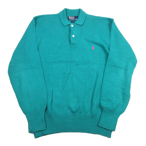 ポロ バイ ラルフローレン Polo By Ralph Lauren コットン セーター シャツ 長袖 ポニー 刺繍 プルオーバー ニット カットソー L エメラルドグリーン メンズ 012 ベクトルパーク