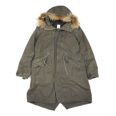 フリークスストア Freaks Store ラクーンファー モッズ コート ジャケット アウター ジャンパー ミリタリー フーディ ライナー付 M カーキ 11 レディース 012 ベクトルパーク