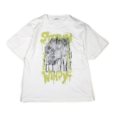 スナイデル Snidel オーバーサイズ ロック Tシャツ プルオーバー カットソー プリント 半袖 丸首 F 白 ホワイト 25 11 012 ベクトルパーク
