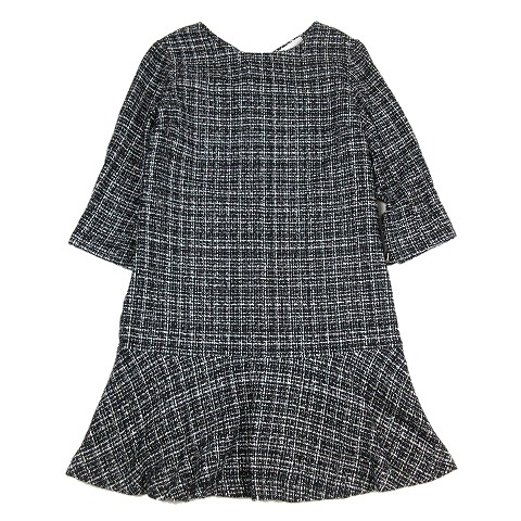 リミットレスラグジュアリー Limitless Luxury ツイード調 ワンピース マーメイドシルエット フレアー ハーフ 膝丈 36 黒 白 レディース 012 ベクトルパーク