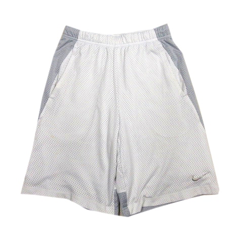 ナイキ Nike ショーツ ハーフパンツ メッシュ ロゴ ワンポイント 刺繍 S 白 グレー 6 メンズ 012 ベクトルパーク