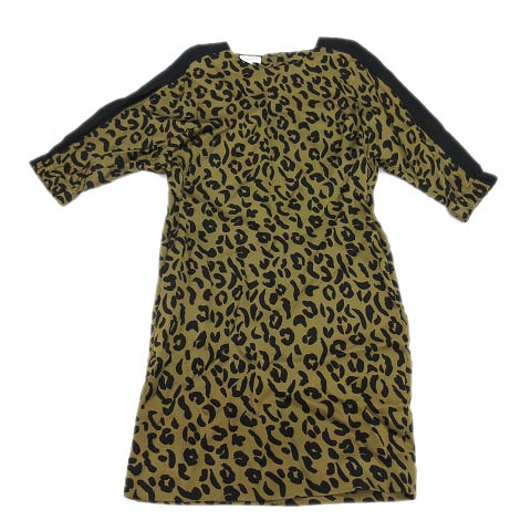エスカーダ Escada ワンピース レオパード ヒョウ柄 シフォン 七分袖 34 マルチカラー 18 レディース 012 ベクトルパーク