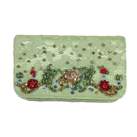 ドルチェ ガッバーナ ドルガバ Dolce Gabbana パーティーバッグ ショルダー チェーン レース ビジュー 花 フラワー 肩掛け ライトグリーン 緑 J34 レディース 012 ベクトルパーク