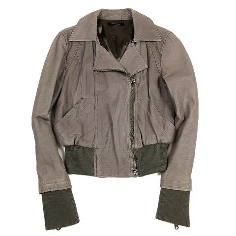 ブランシュール Blancheurluxe ピッグ レザー ダブル ライダース ジャケット 豚革 ブルゾン 革ジャン F グレー系 レディース 012 ベクトルパーク