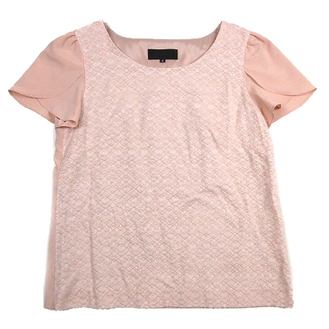 アンタイトル Untitled 半袖 ブラウス フリンジ シフォン素材 ドッキング プルオーバー カットソー 2 ピンク レディース 012 ベクトルパーク