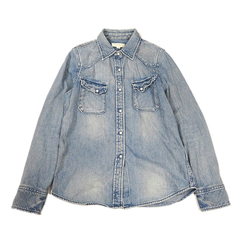 ナノユニバース Nano Universe デニム シャツ ブラウス カットソー 長袖 ウォッシュ加工 S インディゴブルー 18 12 レディース 012 ベクトルパーク