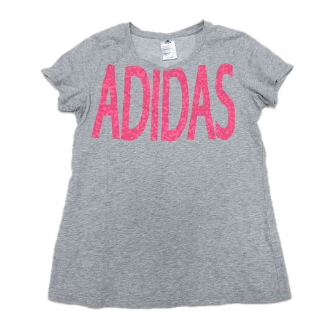 アディダス Adidas Tシャツ カットソー ロゴ レオパード ヒョウ柄 プリント 半袖 M グレー 2 レディース 012 ベクトルパーク