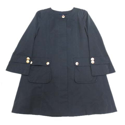 ユナイテッドアローズ United Arrows ノーカラーコート スプリング ジャケット リネンブレンド ブルゾン 38 紺 ネイビー 10 レディース 012 ベクトルパーク