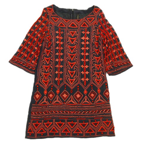 アナザーエディション Another Edition アローズ ワンピース 七分袖 ショート丈 ミニ 刺繍 ビーズ カットソー 黒 赤系 10 レディース 012 ベクトルパーク アナザーエディション Another Edition アローズ ワンピース 七分袖 ショート丈 ミニ 刺繍 ビーズ カットソー 黒 赤系 10 レディース 012 ベクトルパーク
