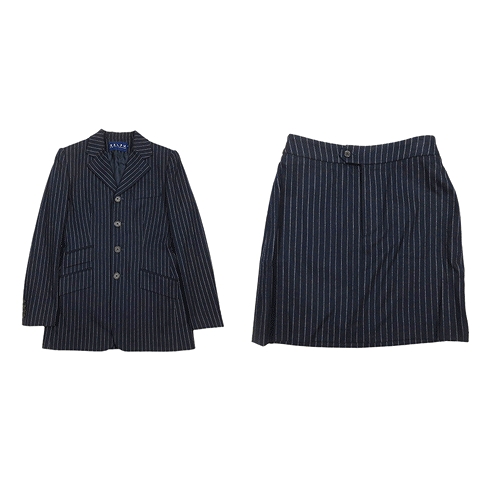 ラルフローレン Ralph Lauren スーツ セットアップ ストライプ テーラードジャケット ブレザー タイトスカート ショート丈 7 ネイビー 19 2 レディース 012 ベクトルパーク