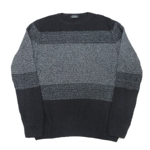 ザラマン Zara Man ニット セーター カットソー ボーダー 長袖 M 黒 ブラック グレー 4 メンズ 012 ベクトルパーク