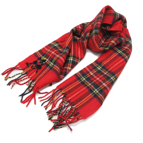 ミルク Milk マフラー タータンチェック プードル フリンジ 赤 マルチカラー 10 レディース 012 ベクトルパーク