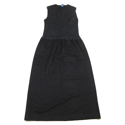 コムサデモード Comme Ca Du Mode キッドモヘア ニット ワンピース ドッキング ロング ノースリーブ マキシ丈 M 黒 グレー 2 レディース 012 ベクトルパーク