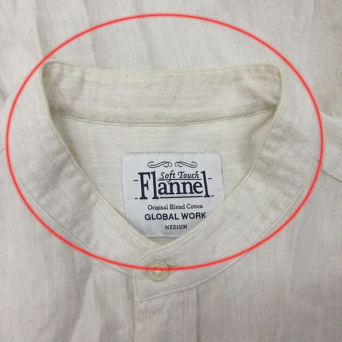 グローバルワーク Global Work バンドカラー フランネルシャツ 長袖 M ライトグレー 6 メンズ 012 ベクトルパーク