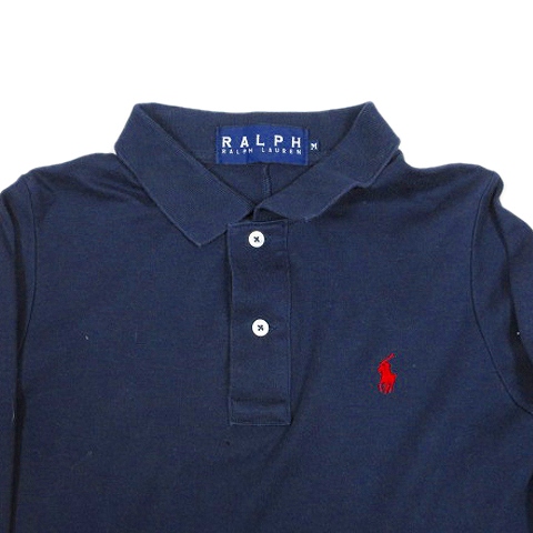 ラルフローレン Ralph Lauren ポロシャツ ワンピース 長袖 ショート丈 ワンポイント 刺繍 ポニー カットソー M ネイビー 12 3 レディース 012 ベクトルパーク