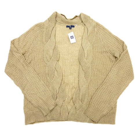 未使用品 ギャップ Gap ニット カーディガン 長袖 オープン ショート丈 カットソー セーター M キャメル 1 レディース 012 ベクトルパーク