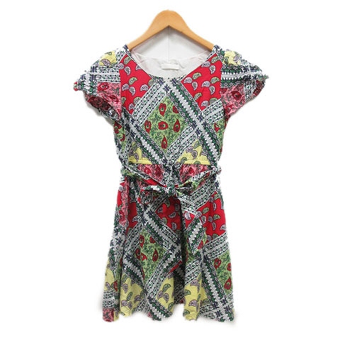 レイビームス Ray Beams ワンピース 総柄 花柄 半袖 リボン ひざ丈 マルチカラー 14 5 レディース 012 ベクトルパーク