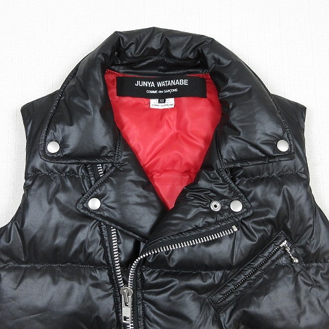 ジュンヤワタナベ Junya Watanabe コムデギャルソン 11aw ダブル ライダース ダウン ベスト ジャケット ブルゾン Xs 黒 ブラック Jh V301 Yba6 7 メンズ 012 ベクトルパーク