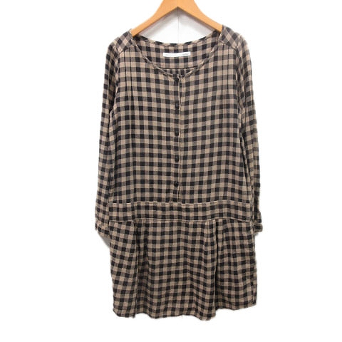 スピック スパン Spick Span シャツ ワンピース ギンガムチェック 長袖 茶 ブラウン 黒 ブラック 10 6 レディース 012 ベクトルパーク