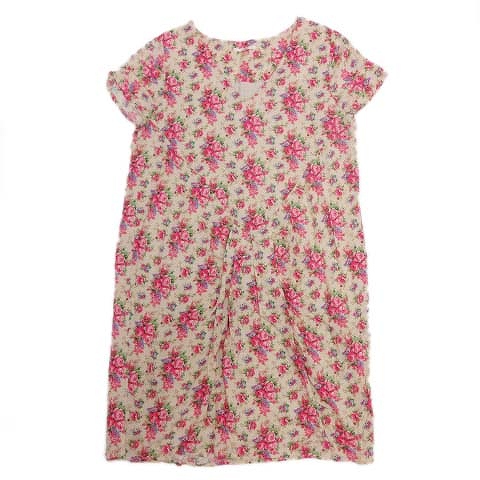 シップス Ships 半袖 ワンピース 花柄 カットソー 膝丈 ハーフ ベージュ ピンク 8 8 レディース 012 ベクトルパーク