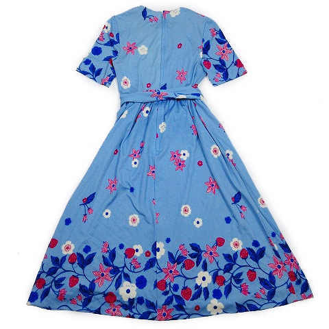 ハナエモリ Hanae Mori Ban Lon By Vivid ボタニカル 花柄 フレア ワンピース ロング ミモレ丈 半袖 ベルテッド ラウンドネック 9 水色 12 5 レディース 012 ベクトルパーク