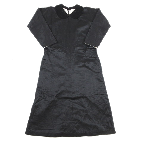 コムデギャルソン Comme Des Garcons 10aw ベロア 丸襟 ワンピース ウール シルク サテン ミモレ丈 膝下 ラウンドカラー Xs 黒 ブラック Gf O018 オールド 12 レディース 012 ベクトルパーク