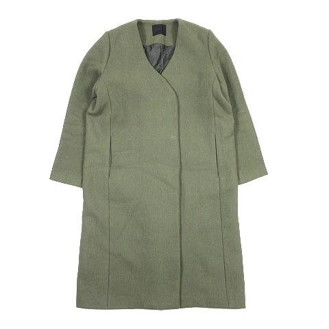 ケイビーエフ Kbf アーバンリサーチ 18aw メルトン ウール ノーカラー コート ロング Vネック 無地 ジャケット ブルゾン One 緑 グリーン Kb87 27s0 8 レディース 1 012 ベクトルパーク