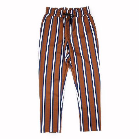 ザラマン Zara Man ジャージ生地 ストライプ プリント トラウザー イージー パンツ スラックス テーパードシルエット M 茶 ブラウン 2 メンズ 012 ベクトルパーク