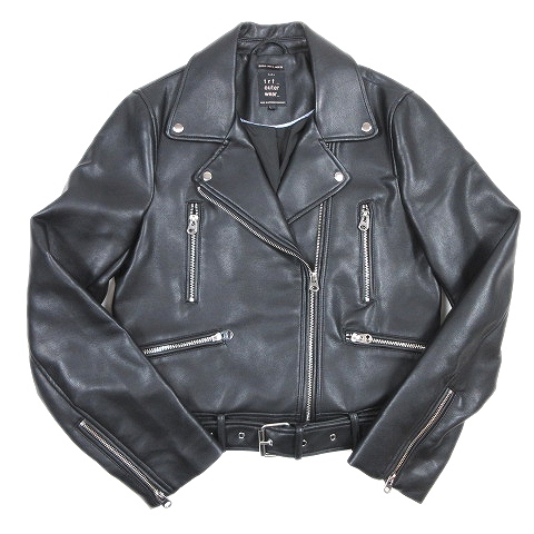 ザラ トラファルック Zara Trafaluc フェイクレザー ダブル ライダース ジャケット ブルゾン アウター ジャンパー M 黒 ブラック レディース 012 ベクトルパーク