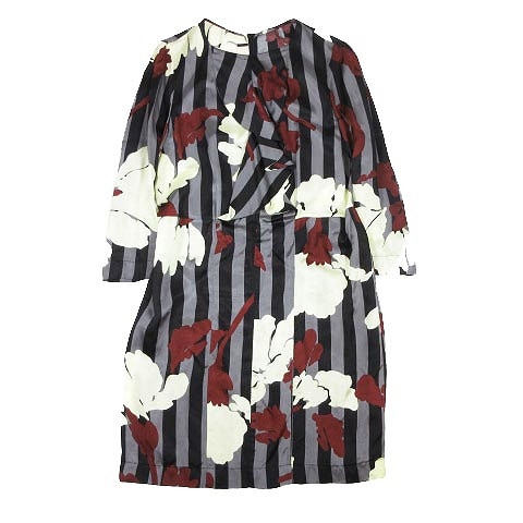 正規通販 ワンピース ストライプ フリル 13aw Marni マルニ ハーフ レディース W13abma005a00tv330 Lfy06 3 ブラック 黒 グレー 42 カットソー 総柄 プリント ロゴ 長袖 膝丈 ワンピース Comisariatolosandes Com